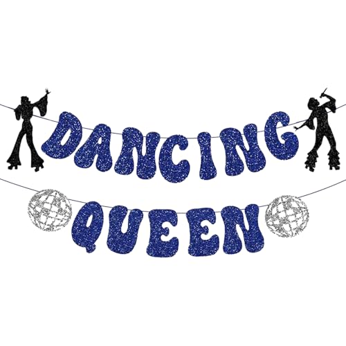 Glitter Tanzende Königin Banner Discokugel Thema Party Dekorationen für Junggesellinnenabschied Hochzeit Geburtstag Feiern von Vxcvzv