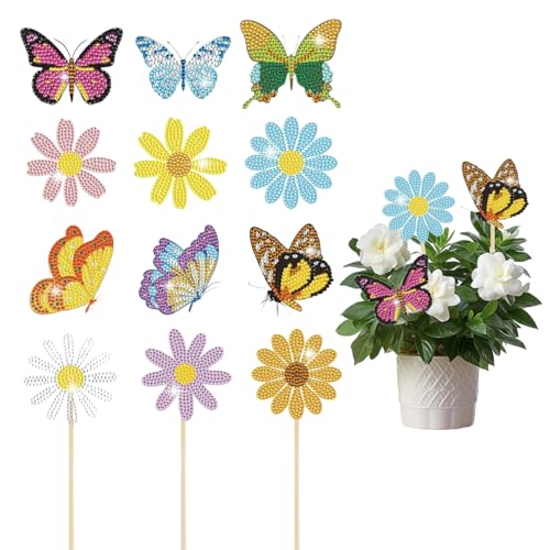 Vxcvzv Diamond Painting Bastelset,12 Stück Schmetterling Blumen Kinder und Erwachsene DIY Basteln für Garten Balkon Deko,Geschenk für Mädchen Und Erwachsene Vxcvzv Diamond Painting Bastelset,12 Stück Schmetterling Blumen Kinder und Erwachsene DIY Basteln für Garten Balkon Deko,Geschenk für Mädchen Und Erwachsene von Vxcvzv
