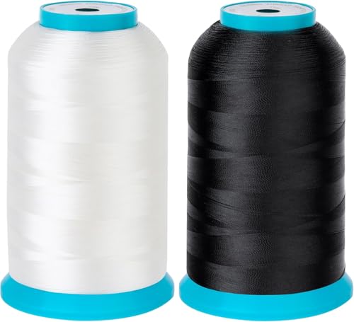 2er Set Stickgarn für Stickmaschinen und Nähmaschinen, Schwarz und Weiß, 5000M (5500Y) Polyester Unterfaden, Hochfest und Wirtschaftlich, Ideal für DIY Stickerei und Näharbeiten von Vxiwscy