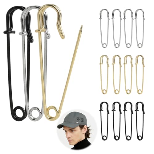 Große Sicherheitsnadeln, 6,9 cm, große und extra große Metall, Vielseitig Einsetzbar für Leder, Leinwand, Decken und Handwerk, Inklusive DREI Farben (Silber, Gold, Dunkelsilber), 15 Stück Set von Vxiwscy