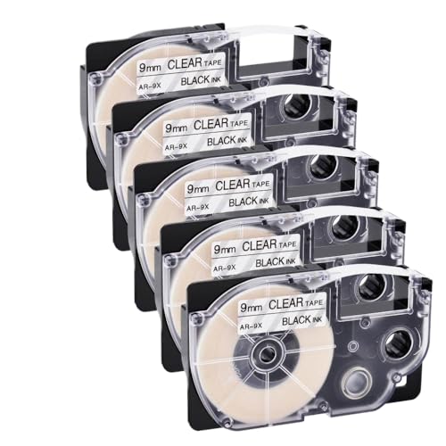 5pk schwarz auf Clear 9mm x 8m kompatible Etikettenrolle für AR-9x-Standard-Labels funktioniert mit KL-60 KL-120 KL-HD1 KL-P350W KL-430-Label-Drucker 5pk schwarz auf Clear 9mm x 8m kompatible Etikettenrolle für AR-9x-Standard-Labels funktioniert mit KL-60 KL-120 KL-HD1 KL-P350W KL-430-Label-Drucker von Vyawnqe