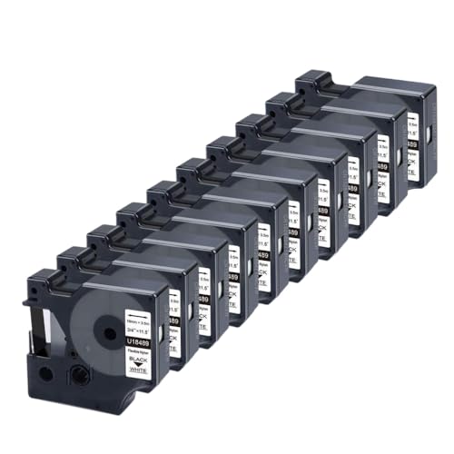 Vyawnqe 3pk 10pk 18489 Nylon -Etikettband 19mm schwarz auf weiß kompatibel mit Etikettenherstellern 5200 4200 Arbeiten mit flexiblen Nylonbezeichnungen(10pk) von Vyawnqe