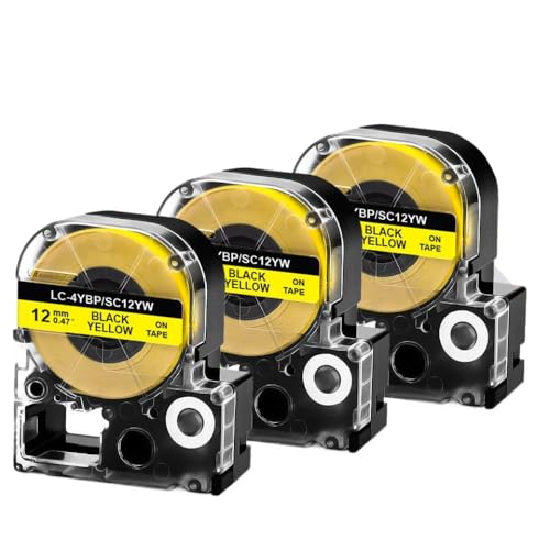 Vyawnqe 3pk 12mm kompatible Etikettenhersteller-Band für SS12KW LK-4WBN Schwarz auf Weiße Arbeiten mit LK-4WBN und LW-400-Drucker(3pk schwarz auf grün) von Vyawnqe