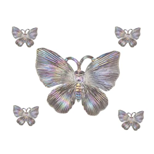 Vyloky Acryl Schmetterling 50x60mm DIY - Glitzerfarben Brautdekoration, Haarschmuck, Handyketten, Autodeko & Wand Deko Multi-Use Bastelzubehör (5 Stück) von Vyloky