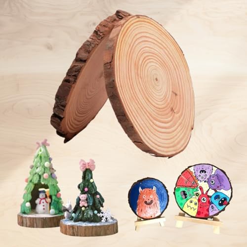 Vyloky Kiefer Holzscheiben 3-31cm (30er Set) | Natur Tischsets als Untersetzer | Basteln für Hochzeitsdeko, Tischkarten & Weihnachtsbilder | Wanddeko (Ø4-5cm × Stärke 0.5cm × 30 Stk) von Vyloky