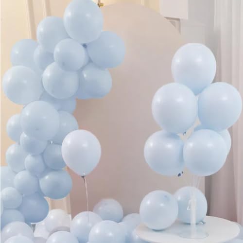 Vyloky Makronen Ballons 23-29cm - Starkes 2.2g Latex & Platzfest - Für Babygeburtstag, Hochzeit, Feiern in Pastellfarben (Blau 100 Stück) von Vyloky
