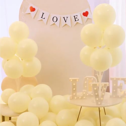 Vyloky Makronen Ballons 23-29cm - Starkes 2.2g Latex & Platzfest - Für Babygeburtstag, Hochzeit, Feiern in Pastellfarben (Gelb 100 Stück) von Vyloky