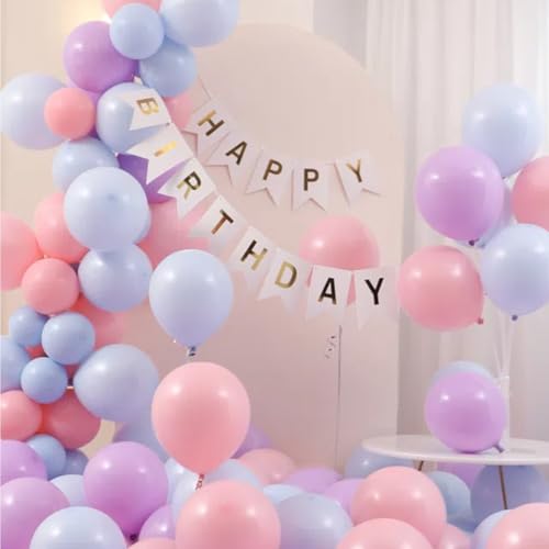 Vyloky Makronen Ballons 23-29cm - Starkes 2.2g Latex & Platzfest - Für Babygeburtstag, Hochzeit, Feiern in Pastellfarben (Rosa+Lila+Blau 100 Stück) von Vyloky