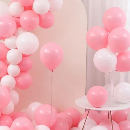 Vyloky Makronen Ballons 23-29cm - Starkes 2.2g Latex & Platzfest - Für Babygeburtstag, Hochzeit, Feiern in Pastellfarben (Rosa+Weiß 100 Stück) von Vyloky