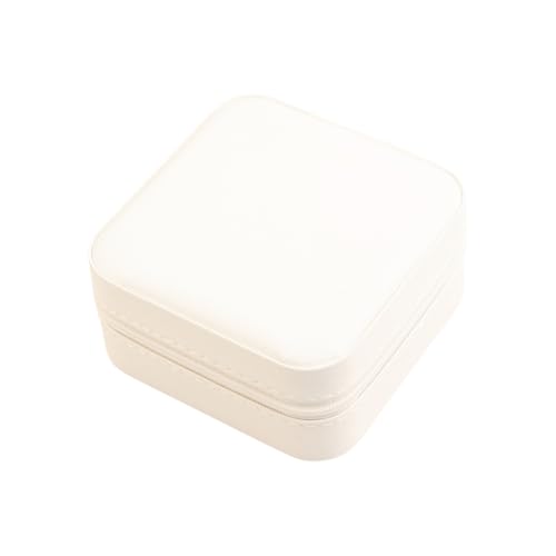 Vyloky Schmuckschatulle für Damen mit Spiegel multifunktionale Schmuckaufbewahrung für Ohrringe Ringe Ketten und Ohrstecker ideal für Reisen und Zuhause 10x10x5cm (Weiß) von Vyloky