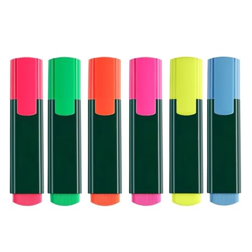 Vyloky Textmarker 6 Farben geruchlos fluoreszierende Marker für Studenten bunte dicke Markierung Hervorhebung Auswendiglernen (115×25mm,Rosa) von Vyloky
