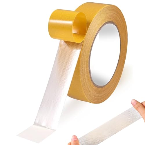 1 Rolls Teppich Doppelseitiges Klebeband Extra Stark, 2.5cm x 50m Doppelseitiges Gewebeband Extra Stark, Teppichklebeband Spurlos, Glasfaser Doppelseitiges Klebeband Teppich Tape für Küche, Zuhause von Vylro