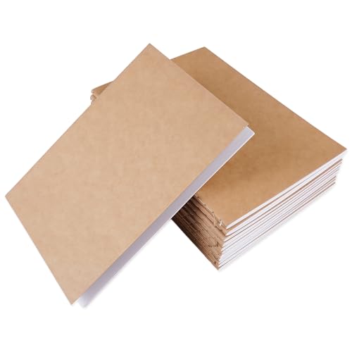12 Stück Kraftpapier Leeres Notizbuch,10,5 x 14 cm Mini Kraftpapier Notizbücher,Notizbuch A6 Blanko Unliniertes mit 48 Seiten(24 Blatt),Notizblock Klein Kraftpapiers Einband,für Schule,Büro(Braun) von Vylro