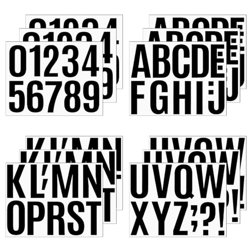 138 Stück 12 Blatt Buchstabens Aufkleber Groß, Klebebuchstabens Wetterfest, Buchstabens Zum Aufkleben, Selbstklebende Buchstaben, Buchstaben Sticker Schwarz, für Briefkasten, Laptop, Wasserbecher von Vylro