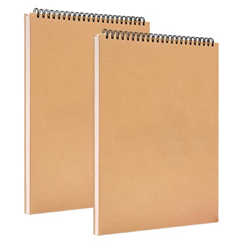 2 Stück Zeichenblock A4 Skizzenbuch,120gsm Blanko Skizzenblock Spiralgebundenes Zeichenblock,60 Blättern/120 Seiten Hartfaserplatte Säurefreies für Zeichnen,Skizzenblock A4 für Künstler Kinder von Vylro