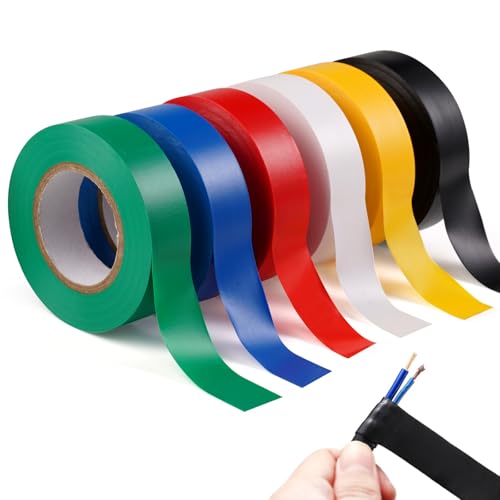 6 Stück Pack Isolierband Farbig Set,Klebeband Farbigen PVC,18mm×20m Isolierbänder Bunt,Isolierbänder Farbig Set,Isolierband Farbiges Klebeband,für Haushalt Oder Heimwerken,Autos,Elektrische Geräte von Vylro