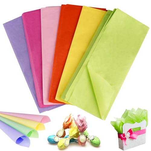 60 Stück Farben Seidenpapier Tissue Paper Glanzpapier, 70×50cm Farbe Transparentpapier Bastelpapier, Seidenpapier Regenbogen-Seidenpapier Für Geschenkboxen, Weinflaschengeschenkboxen, Blumensträuße von Vylro