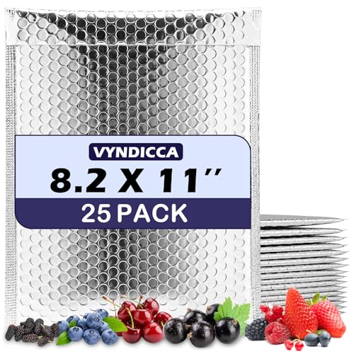 Vyndicca Thermo-Luftpolster-Versandtaschen, 21,6 x 27,9 cm, selbstklebende Folien-Versandtaschen, wasserdicht, metallisch, isolierte Versandtaschen für Lebensmittel, Kaltversand, Kosmetik, 25 Stück Vyndicca Thermo-Luftpolster-Versandtaschen, 21,6 x 27,9 cm, selbstklebende Folien-Versandtaschen, wasserdicht, metallisch, isolierte Versandtaschen für Lebensmittel, Kaltversand, Kosmetik, 25 Stück von Vyndicca