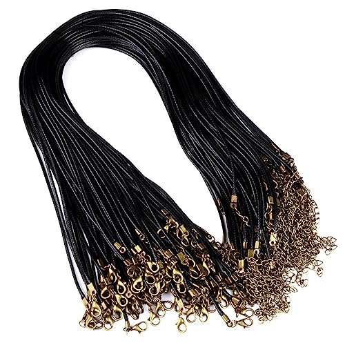 100 Stück Leder-Halskettenschnur mit Verschluss, geflochtenes Seil, Halsketten, Schnur, Metall-Karabinerverschlüsse, 1,5/2 mm Kordel, Schmuck 100 Stück Leder-Halskettenschnur mit Verschluss, geflochtenes Seil, Halsketten, Schnur, Metall-Karabinerverschlüsse, 1,5/2 mm Kordel, Schmuck von Vynetra