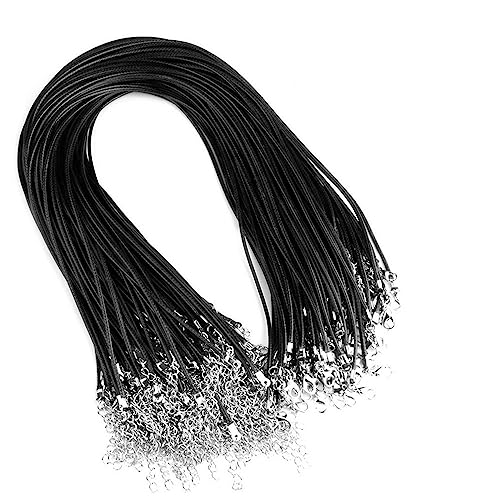 100 Stück Leder-Halskettenschnur mit Verschluss, geflochtenes Seil, Halsketten, Schnur, Metall-Karabinerverschlüsse, 1,5/2 mm Kordel, Schmuck von Vynetra