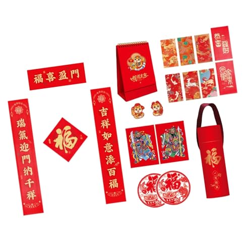 2025 Snake Year Flocking Couplets Set Complete With Tube Calendar Clings For Spring Festival Celebration von Vynetra