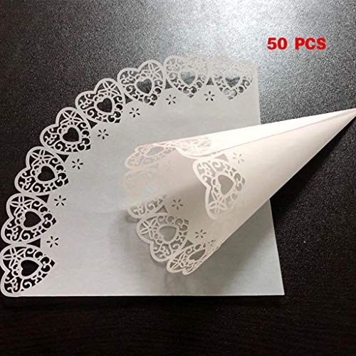 50 Stück geschnittene Herz-Konfetti-Kegel aus Spitze für Süßigkeiten, Hochzeit, Party, Konfetti-Kegel 50 Stück geschnittene Herz-Konfetti-Kegel aus Spitze für Süßigkeiten, Hochzeit, Party, Konfetti-Kegel von Vynetra