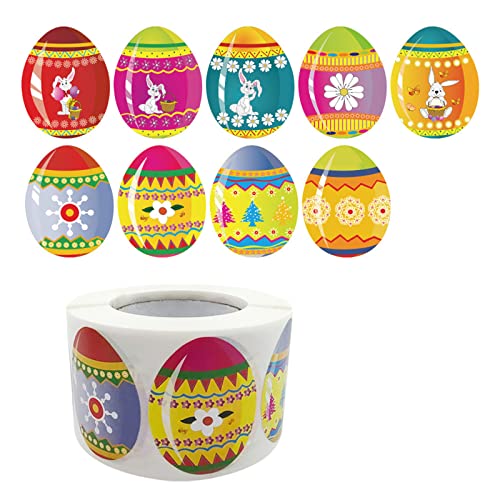 500 Stück Frohe Ostern Aufkleber Eier Selbstklebendes Siegeletikett für Osterparty von Vynetra