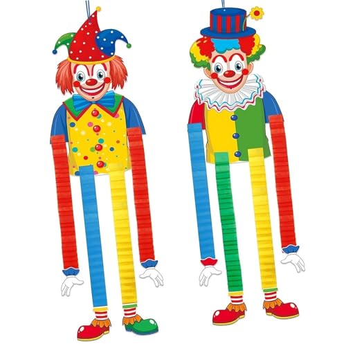 Clown-Figur, hängende Ornamente, Faltpapier-Dekoration für Geburtstag, Halloween, Festival, Dekorationen, recyceltes Papier, 2 Stück von Vynetra
