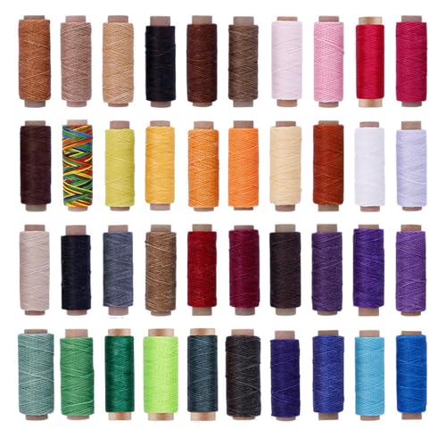Mehrfarbiger, gewachster Faden, 150D Leder-Nähgarn zum Handnähen, Lederhandwerk, zum Binden von Armbändern, Buchbindern Mehrfarbiger, gewachster Faden, 150D Leder-Nähgarn zum Handnähen, Lederhandwerk, zum Binden von Armbändern, Buchbindern von Vynetra