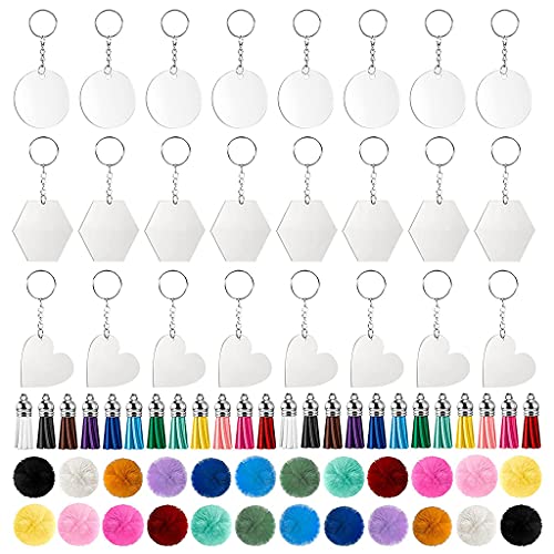 Runde Pompons mit sechseckigem Acryl für Schlüsselanhänger, Embryo für Schlüsselanhänger, Schmuck-Set Runde Pompons mit sechseckigem Acryl für Schlüsselanhänger, Embryo für Schlüsselanhänger, Schmuck-Set von Vynetra