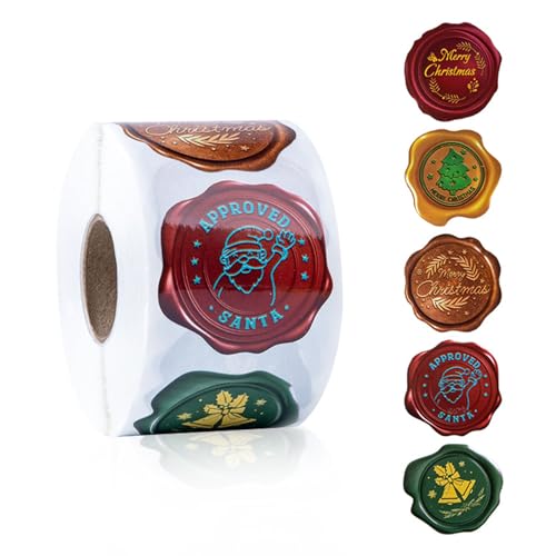 Selbstklebende Siegelstempel-Aufkleber für Umschläge, Weihnachtskarten, Vintage-Siegelstempel, Etiketten für Weihnachten, Hochzeit, 2500 Stück Selbstklebende Siegelstempel-Aufkleber für Umschläge, Weihnachtskarten, Vintage-Siegelstempel, Etiketten für Weihnachten, Hochzeit, 2500 Stück von Vynetra