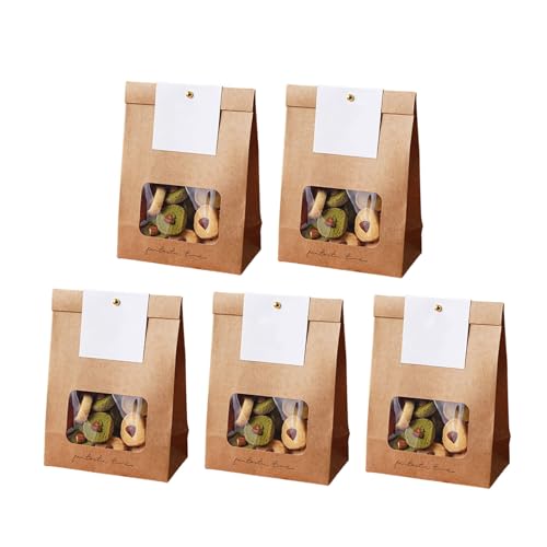 Set mit 50 Papiertüten mit transparentem Fenster, Verpackungsbeutel für Snacks, praktische Lebensmittelverpackungstasche, Backzubehör von Vynetra