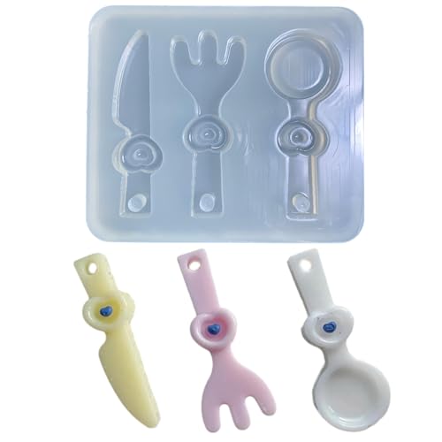 Silikonform, Gabel, Löffel, Epoxidharz, Gips, Zement, Dekorationen für Schlüsselanhänger, Anhänger, Ohrringe, Herstellung Silikonform, Gabel, Löffel, Epoxidharz, Gips, Zement, Dekorationen für Schlüsselanhänger, Anhänger, Ohrringe, Herstellung von Vynetra
