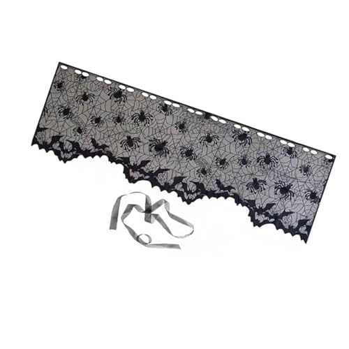 Vynetra Halloween-Tischdecke aus schwarzer Spitze mit Netzmuster, Kaminschal, kleiner Vorhang für Hausdekoration Vynetra Halloween-Tischdecke aus schwarzer Spitze mit Netzmuster, Kaminschal, kleiner Vorhang für Hausdekoration von Vynetra