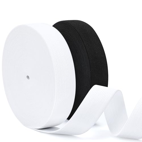 VynyQoo 2 Rollen Gummiband zum Nähen, 25mm Breite 12 Meter Gummiband Nähen, Gummiband Schwarz und Weiß für Basteln, DIY-Projekte und Bekleidungsherstellung VynyQoo 2 Rollen Gummiband zum Nähen, 25mm Breite 12 Meter Gummiband Nähen, Gummiband Schwarz und Weiß für Basteln, DIY-Projekte und Bekleidungsherstellung von VynyQoo