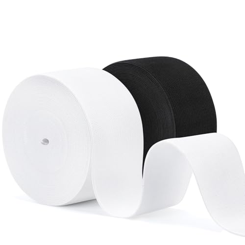 VynyQoo 2 Rollen Gummiband zum Nähen, 50mm Breite 8 Meter Gummiband Nähen, Gummiband Schwarz und Weiß für Basteln, DIY-Projekte und Bekleidungsherstellung VynyQoo 2 Rollen Gummiband zum Nähen, 50mm Breite 8 Meter Gummiband Nähen, Gummiband Schwarz und Weiß für Basteln, DIY-Projekte und Bekleidungsherstellung von VynyQoo