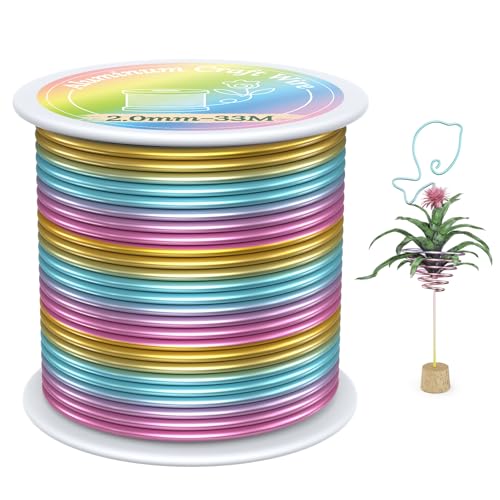 VynyQoo 2mm Basteldraht, 33m Modellierdraht, Aludraht Draht Bunt, Weicher Aluminiumdraht, Schmuckherstellung Bindedraht pour Basteln DIY von VynyQoo