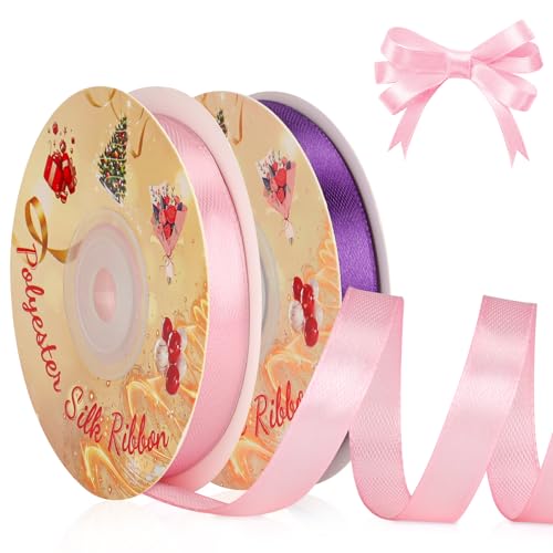 VynyQoo 2 Rollen 10mm Satinband Breite, Rosa und Lila Geschenkband, 22M Einseitig Satin Band, Satinbänder für Bänder zum Basteln, Geschenkdeko, Hochzeits- und Geburtstagsgeschenke VynyQoo 2 Rollen 10mm Satinband Breite, Rosa und Lila Geschenkband, 22M Einseitig Satin Band, Satinbänder für Bänder zum Basteln, Geschenkdeko, Hochzeits- und Geburtstagsgeschenke von VynyQoo