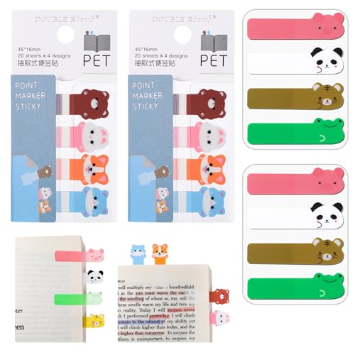 Vyuwast 320 Stück Seitenmarker Aufkleber, Index Tabs Klebezettel(20 X 4), Tierfarben Haftnotizen Page Markers, Aufkleber Beschreibbar und Abnehmbar von Vyuwast