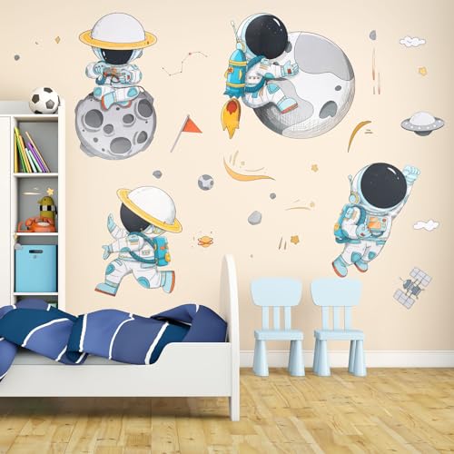 Vyuwast 2 Blat Wandtattoo Kinderzimmer Junge Astronaut Wandsticker für Kinderzimmer Babyzimmer Jungenzimmer von Vyuwast