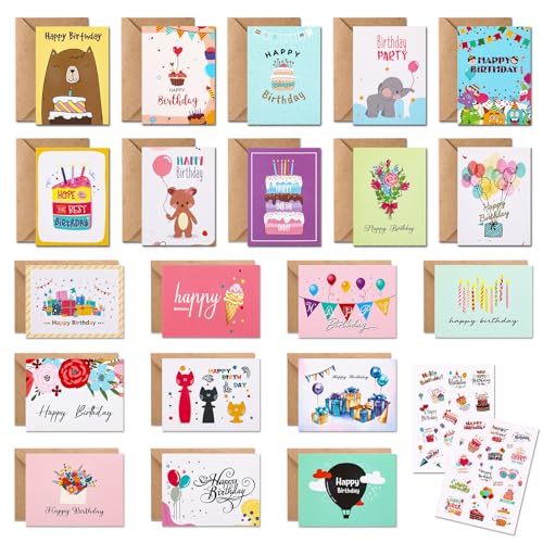 Vyuwast Geburtstagskarte Kinder 20er-Set, Happy Birthday Karte mit Umschlag Mini Geburtstagskarte zum Geburtstag Geburtstagskarten Glückwunsch Klappkarten für Kinder, 15x10cm Vyuwast Geburtstagskarte Kinder 20er-Set, Happy Birthday Karte mit Umschlag Mini Geburtstagskarte zum Geburtstag Geburtstagskarten Glückwunsch Klappkarten für Kinder, 15x10cm von Vyuwast