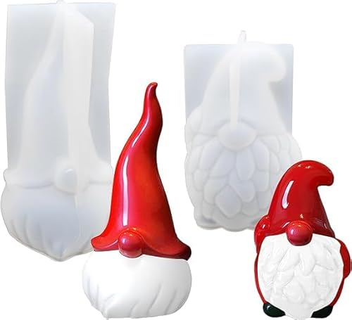 2 Stück Silikonformen Gießformen,Silikonform Kerze Weihnachtsmann,3D Kerzenform Silikon Seifenform Weihnachten Kerze Formen Silikonform Epoxidharz Weihnachtsmann Silikon Formen zum Gießen DIY Dekor von Vzfit