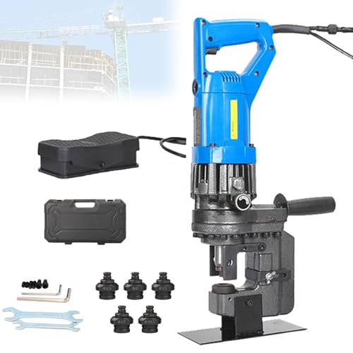 VzxCrue Elektrisch-hydraulisches Lochstanzwerkzeug, kleine Kanalstahl-Stanzmaschine, mit 5 Stempeln (φ6,5–20,5 mm), Stanzgeschwindigkeit: 2–3 Sekunden, für Stahl, Eisen, Aluminium B2 von VzxCrue