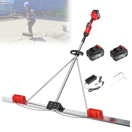 VzxCrue Nivellierer Betonschabe-Lineal Elektrischer Akku-Estrich Zementfinish-Vibrationsmaschine EIN-Knopf-Start, füR Den Maschinenbau 2Batteries-1.8M von VzxCrue