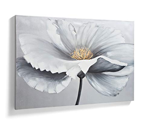 Ölbild Silver Flower | 120 x 80 cm | eindrucksvolle Zoom-Optik | handgemalt mit Acrylfarben | jedes Bild ein Unikat | Canvas auf Keilrahmen. von W B