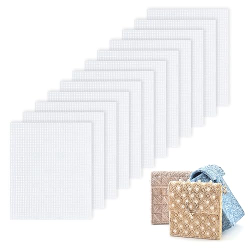 12 Stück Kunststoffgitter Mesh Stoff Kunststoff Lochplatte Kunststoff Stramin Plastic Canvas Gitter Kunststoff Geeignet für Gestrickte Taschen Teppiche Stickereien und Untersetzer von W Rxkiocs