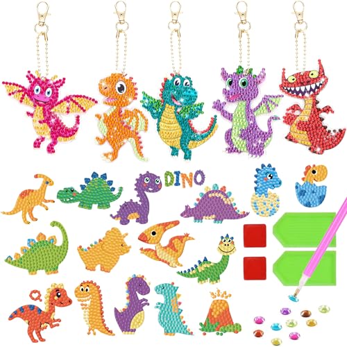 21Stück Diamond Painting Diamant Painting Diamond Painting Kinder Mädchen Diamond Painting Sticker Dinosaurier Diamant Malerei Dekoration DIY Diamant Malerei Schlüsselanhänger Kinder Diamant Aufkleber von W Rxkiocs