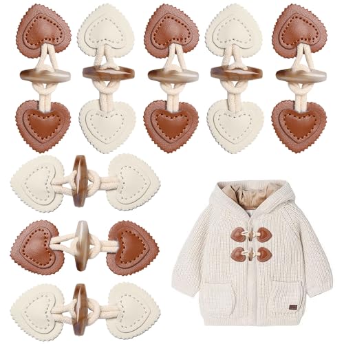 8 Stück Knebelknöpfe Knebelverschluss Knebelknöpfe Kinder Dufflecoat Verschluss Beige und Braune Lederknöpfe für Jacke Pullover Mantel Kinderkleidung Mantel Oder Andere Handgefertigte DIY -Kleidung von W Rxkiocs