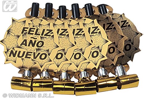 W WIDMANN MILANO Party Fashion, metallisch goldene Luftpfeifen mit der Aufschrift „Feliz Año Nuevo, vielseitig einsetzbar für alle Anlässe, praktische Aufbewahrung in einer praktischen Tasche W WIDMANN MILANO Party Fashion, metallisch goldene Luftpfeifen mit der Aufschrift „Feliz Año Nuevo, vielseitig einsetzbar für alle Anlässe, praktische Aufbewahrung in einer praktischen Tasche von W WIDMANN MILANO Party Fashion