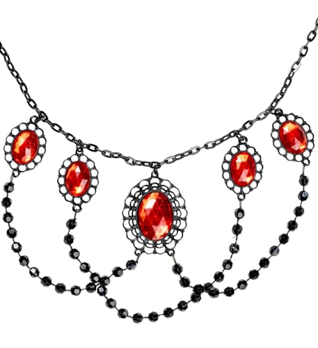 W WIDMANN MILANO Party Fashion 2971R - Halskette aus Perlen mit Edelsteinen, Schmuck, Halsband, Vampir, Halloween, Karneval, Mottoparty von W WIDMANN MILANO Party Fashion